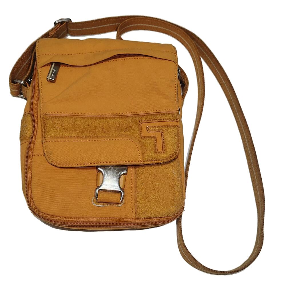 Vintage TUMI Mustard Yellow Canvas Utility Crossbody Bag Gorpcore Techwear Sling